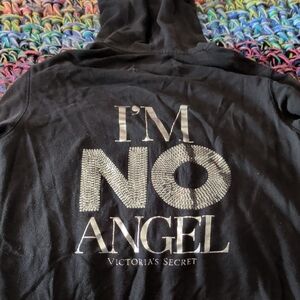 Victoria's Secret Black Hoodie with Silver Accents IM NO ANGEL